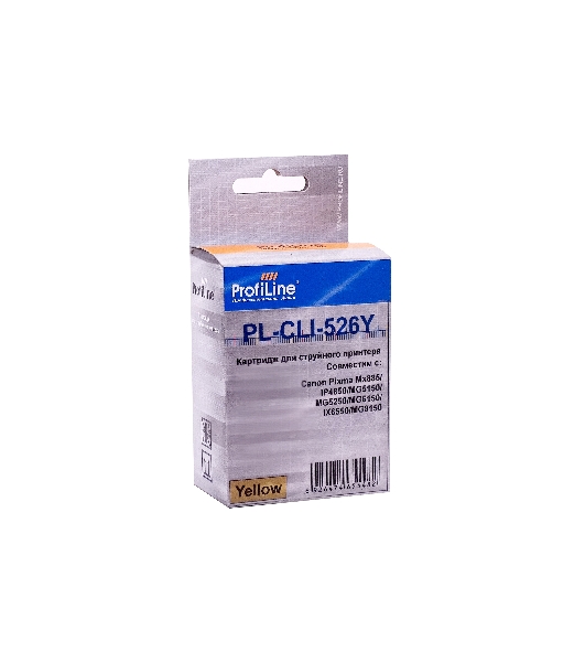 Картридж струйный ProfiLine PL-CLI-526Y с чипом для принтеров Canon Pixma IP4850/MG5150/MG5250/MG6150/MG8150 Yellow водн