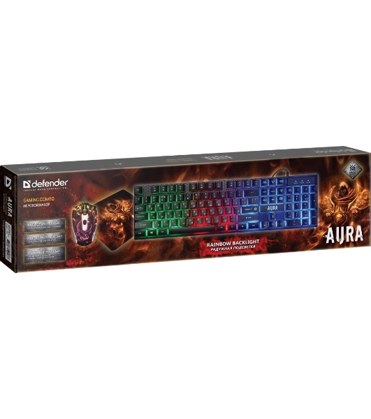 Комплект клавиатура+мышь Defender Aura MKP-117 проводной, USB, 2400 DPI, черный