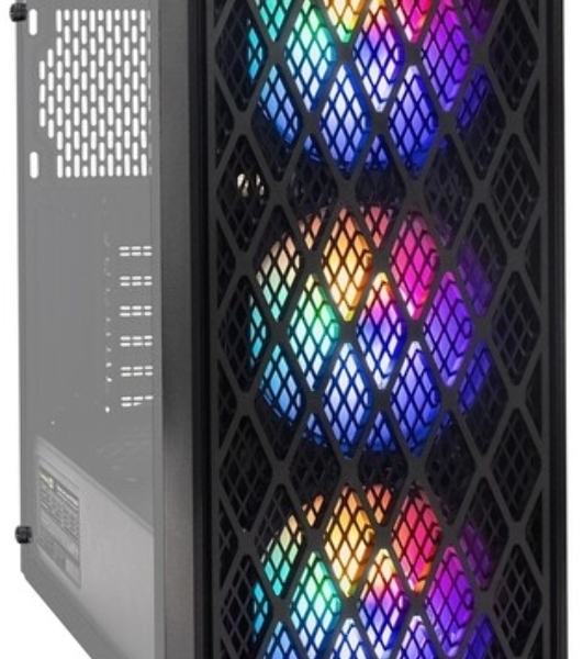 Компьютерный корпус Miditower ExeGate EVO-8243-EVO800 (ATX, БП EVO800RGb с вент. 12 см, 2хUSB+1хUSB 3.0, черный, 3 вент. с RGb подсветкой, боковая панель - закаленное стекло)