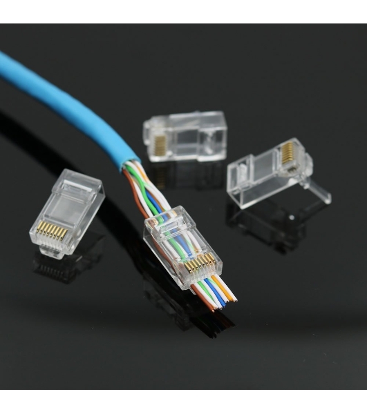 Коннектор RJ-45 (8P8C) LC-PTU-01/10 вилка универсальная. cat.5e. со сквозным отверстием(10 шт.)
