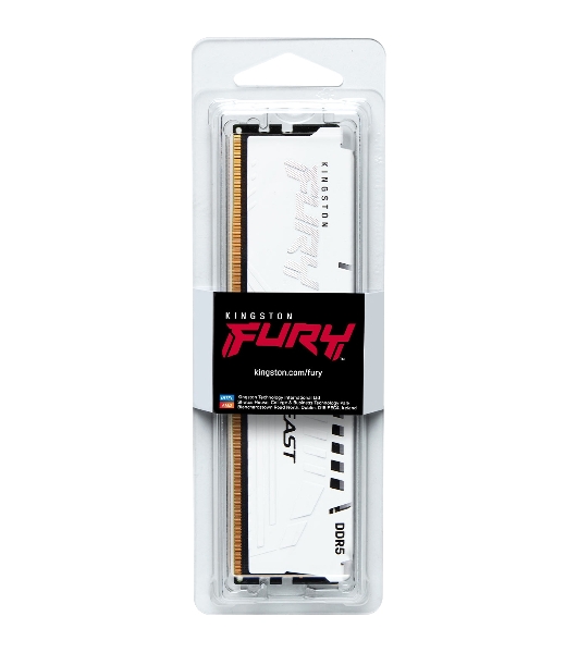 Оперативная память Kingston Fury Beast, DDR5, 16Gb (1x16GB), 5200MHz, CL40, DIMM, с радиатором, белый