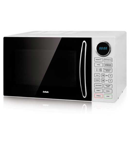 Микроволновая печь BBK 23MWG-930S/BW белый/черный, 23 л, 900 Вт, переключатели - сенсор