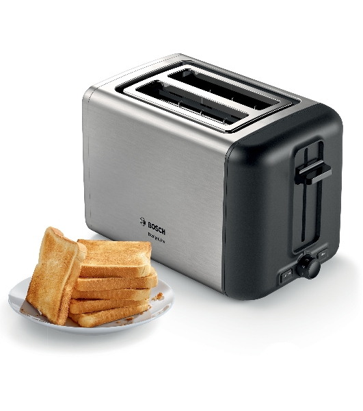 Тостер Bosch TAT3P420 нержавеющая сталь, 970 Вт, 2 слота