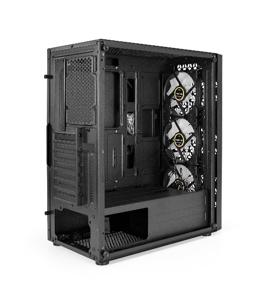 Компьютерный корпус Miditower ExeGate EVO-9202 (ATX, без БП, с окном, 1*USB+1*USB 3.0, аудио, 3 вент. 12см с RGb подсветкой)