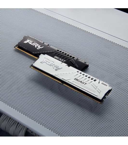 Оперативная память Kingston Fury Beast, DDR5, 16Gb (1x16GB), 5200MHz, CL40, DIMM, с радиатором, белый
