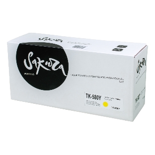 Картридж Sakura TK580Y для Kyocera Mita FS-5150DN/5250DN, желтый, 2800 к.