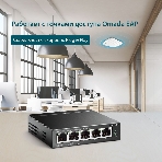 Коммутатор 5-Port 10/100Mbps Unmanaged Switch with 4-Port PoE, meta case, desktop mount, PoE budget 41W., фото10