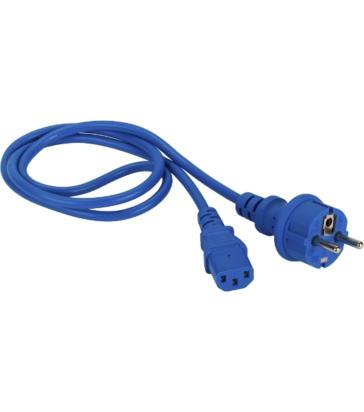 Шнур питания Lanmaster C13-Schuko прямая, 3х0.75, 220В, 10А, синий, 1.5 метра
