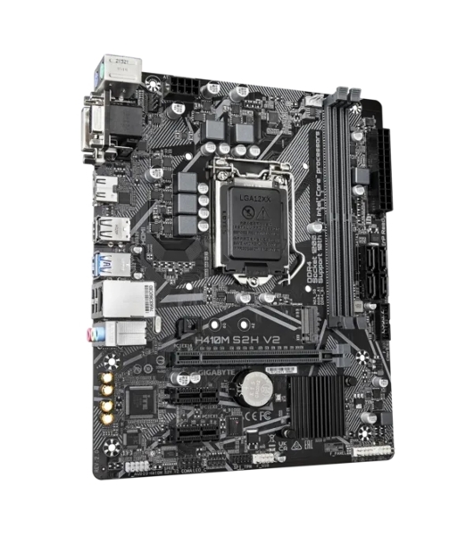 Материнская плата Gigabyte H410M S2H V2 2.1, LGA 1200, Intel Q470, 2xDDR4, 4xSATA, 1xM.2, 1xPCIe 3.0 x16, 2xPCIe x1, 1xHDMI, 1xDVI-D, 1xVGA, 1x 1Gb LAN, 2xUSB-A 3.2 Gen 1, 4xUSB-A 2.0, 3x3.5 мм, 7.1, mATX