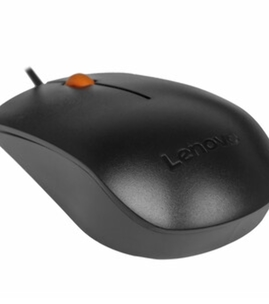 Мышь проводная Lenovo 300 черный, 1600 dpi, USB, кнопки - 3