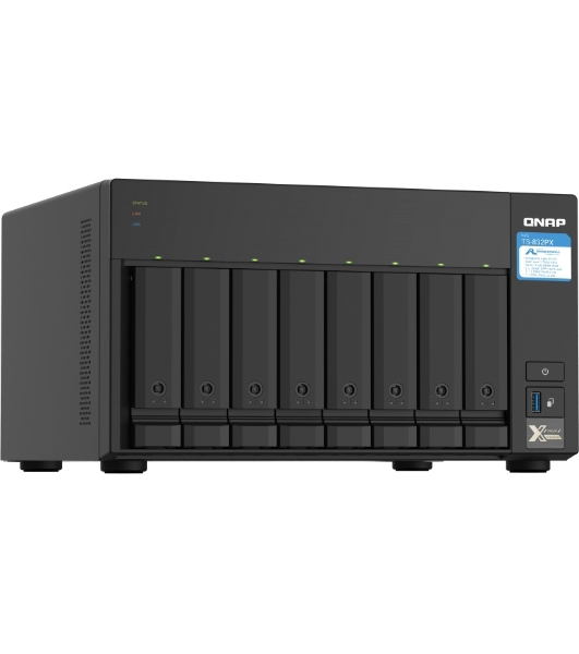 Сетевое хранилище без дисков SMB QNAP TS-832PX-4G 8-Bay NAS, AL324 64-bit quad-core 1.7GHz, 4Gb DDR4 SO-DIMM RAM (up to 1x16 Gb), 8 x 3.5'/2.5' drive slots, 2 x 10GbE SFP+ LAN, 2 x 2.5 GbE LAN, 3 x USB 3.2, PCIe slotGen.2 x 2, 3xUSB 3.2