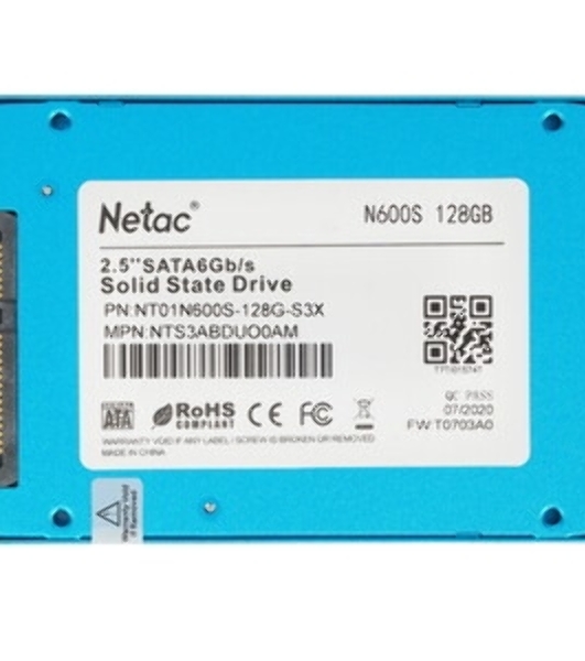 Накопитель SSD Netac N600S, 128Gb, SATA III, 2.5', R/W 510/440