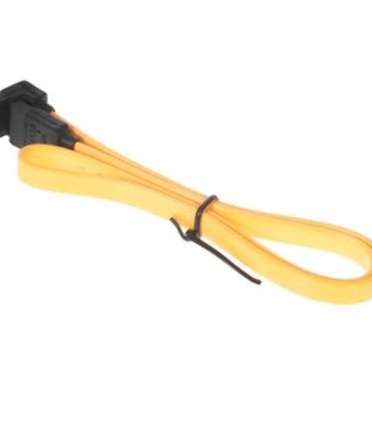 Кабель интерфейсный SATA Cablexpert CC-SATAM-DATA90-YL-50CM, Sata3 7pin/7pin, мет.защелка, угловой разъем, 50 см, желтый, пакет