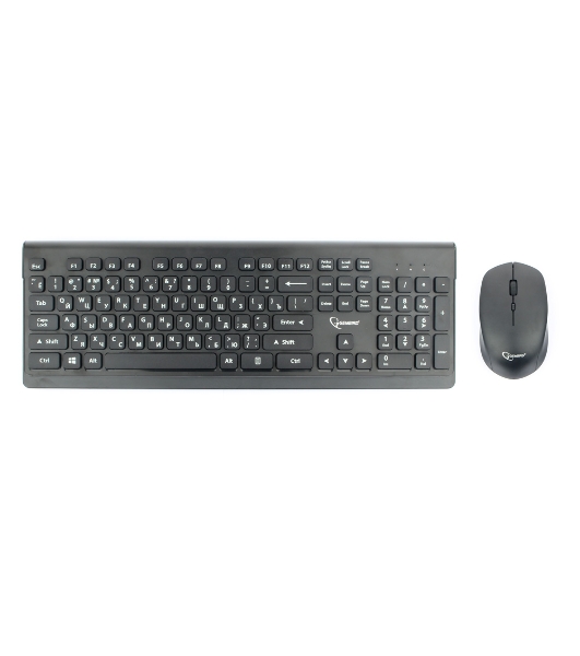 Комплект клавиатура+мышь беспроводные Gembird KBS-7200, черный, 2.4ГГц/10м, 1600 DPI, мини-приемник- USB