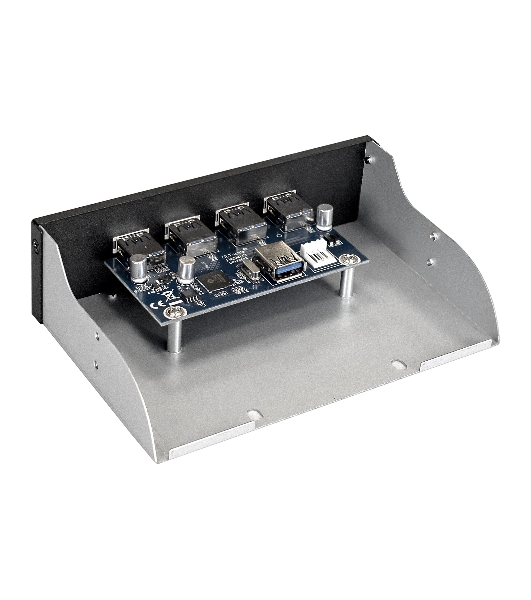 Планка USB на переднюю панель ExeGate EX289290RUS U5H-625, 5,25', 4*USB3.0, черная, металл, подсоед. к MB