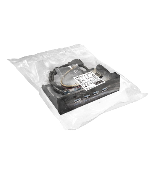Планка USB на переднюю панель ExeGate EX289290RUS U5H-625, 5,25', 4*USB3.0, черная, металл, подсоед. к MB