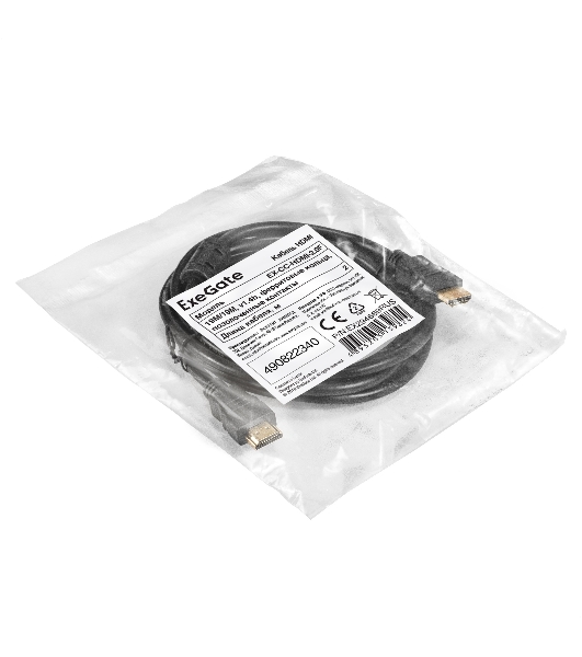 Кабель HDMI ExeGate EX-CC-HDMI-2.0F (19M/19M, 2м, v1.4b, ферритовые кольца, позолоченные контакты)