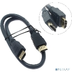 Кабель HDMI CP-HM-HM-0.5M Wize, 0.5 м, v.2.0, K-Lock, soft cable, 19M/19M, позол.разъемы, экран, темно-серый, пакет, фото 1