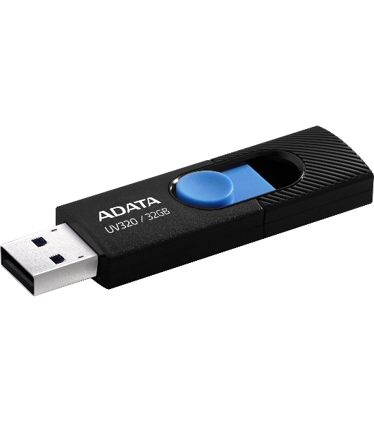 Флешка USB ADATA UV320 (AUV320-32G-RBKBL), 32Gb, USB 3.2 Gen 1, R/W 100/30, черный/голубой