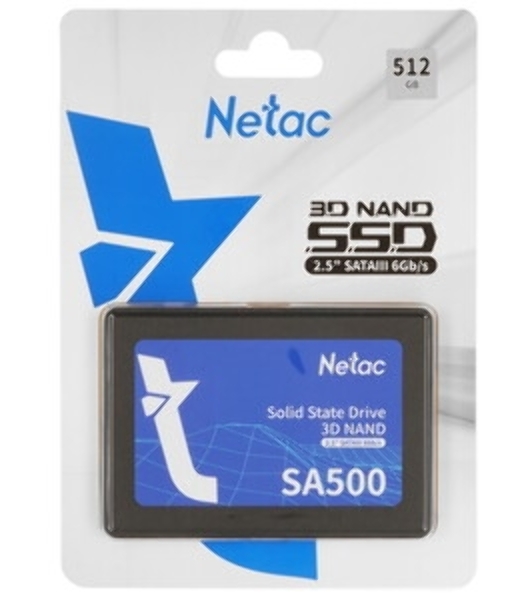 Накопитель SSD Netac SA500, 512Gb, SATA III, 2.5', R/W 520/450