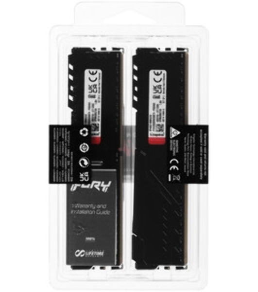 Оперативная память Kingston Fury Beast, DDR4, 32GB (1x32GB), 3200MHz, CL16, DIMM, с радиатором, RGB, черный