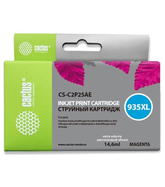 Картридж струйный Cactus CS-C2P25AE №935XL пурпурный (15 мл) для HP DJ Pro 6230/6830