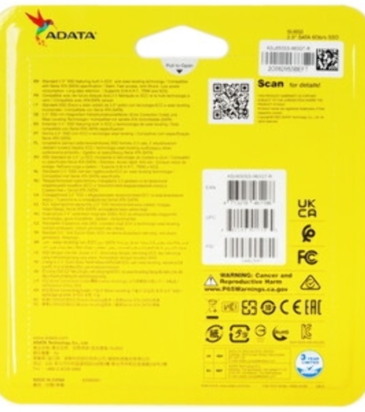 Накопитель SSD ADATA SU650, 960Gb, SATA III, 2.5', R/W 520/450