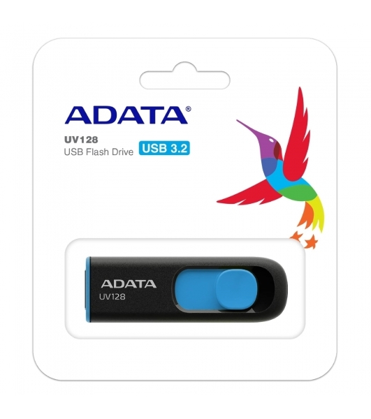 Флешка USB ADATA UV128 (AUV128-128G-RBE), 128Gb, USB 3.0, R/W 100/30, черный/синий