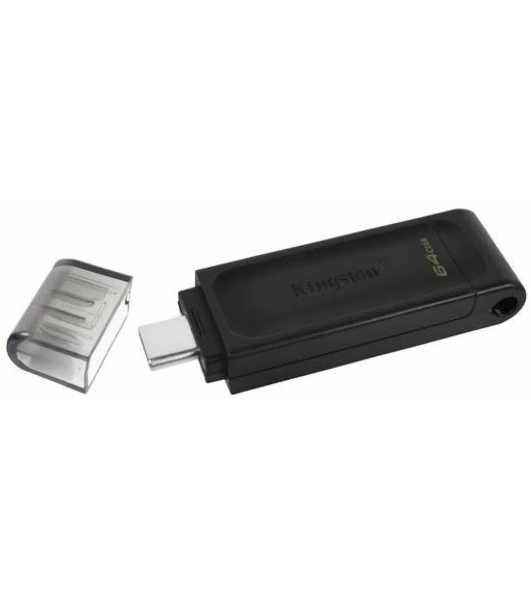 Флешка USB Kingston DataTraveler DT70 (DT70/64Gb), 64Gb, USB Type-C 3.2, R/W 70/45, черный