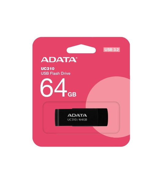 Флешка USB ADATA UC310 (UC310-64G-RBK), 64Gb, USB 3.2, R/W 100/30, черный