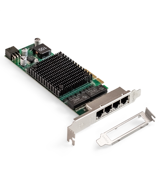 Сетевой адаптер ExeGate EXE-I350-T4V2-PoE (PCI-E x4 v2.1, порты 4xRJ45 PoE (медные, с поддержкой PoE), 10/100/1000Mbps, Gigabit Frame Grabber NIC Intel Chipset NHI350AM4)