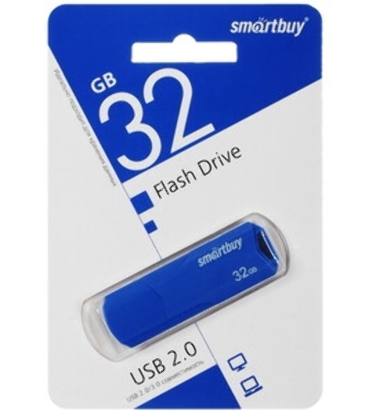 Флешка USB Smartbuy CLUE Blue (SB32GbCLU-BU), 32Gb, USB 2.0, R/W 15/5, синий