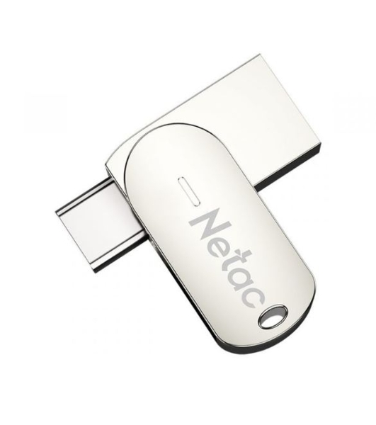Флешка USB Netac U785 (NT03U785C-032G-30PN), 32Gb, USB 3.0/TypeC, R/W 110/45, серебристый