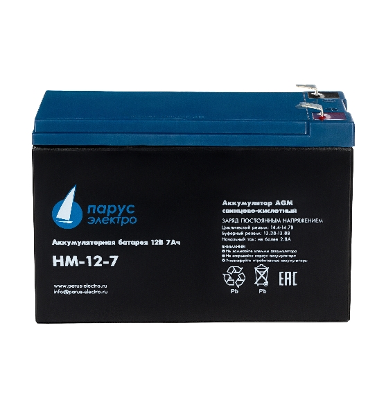 Батарея для ИБП Парус-электро HM-12-7 (AGM/12В/7,2А·ч/клемма F2)