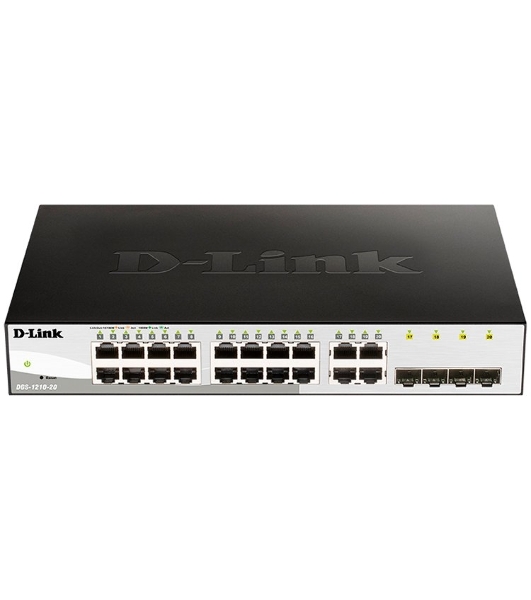 Коммутатор D-Link DGS-1210-20/F1A, 16×1 Гбит/с + 4×1 Гбит/с SFP, настраиваемый