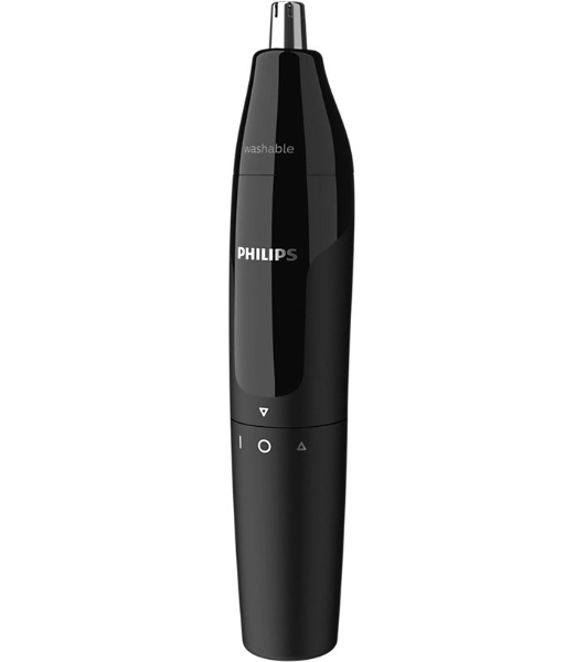 Триммер для носа Philips NT1620/15 роторный режущий элемент, водонепроницаемый корпус - пластик, цвет - черный, в комплекте батарейка АА