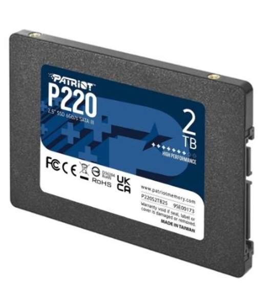 Накопитель SSD Patriot P220, 2Tb, SATA III, 2.5', R/W 550/500
