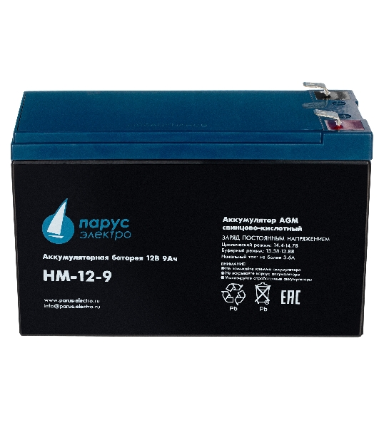 Батарея для ИБП Парус-электро HM-12-9 (AGM/12В/9,0А·ч/клемма F2)