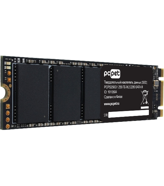 Накопитель SSD PC PET PCPS256G1, 256Gb, SATA-III, M.2 2280, R/W 500/420