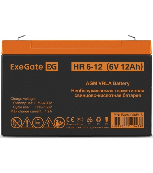Батарея для ИБП ExeGate HR 6-12 (6V 12Ah), клеммы F1