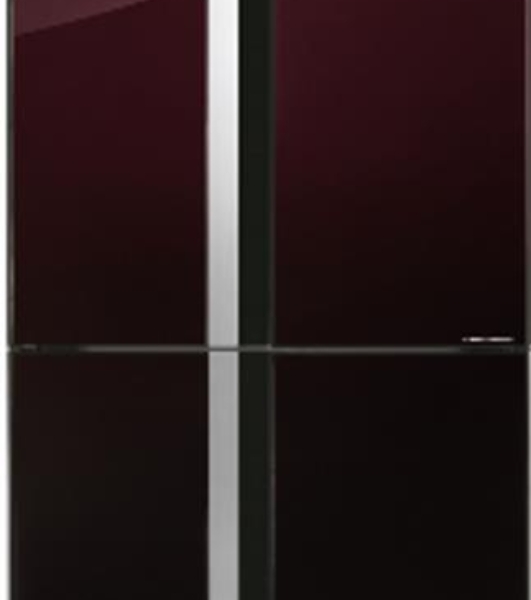 Холодильник Sharp SJ-GX98PRD темно-бордовый стекло трехкамерный Side by Side 394/211л морозилка снизу, No Frost, Side by Side