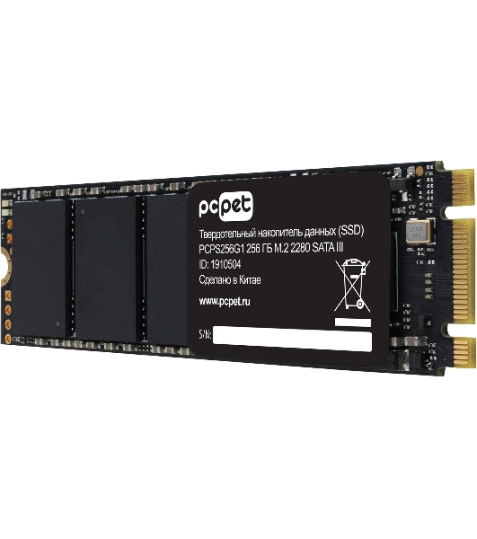 Накопитель SSD PC PET PCPS256G1, 256Gb, SATA-III, M.2 2280, R/W 500/420