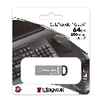Флешка USB Kingston DataTraveler KYSON (DTKN/64GB), 64Gb, USB 3.2 Gen 1, R/W 200/60, серебристый/черный, фото16