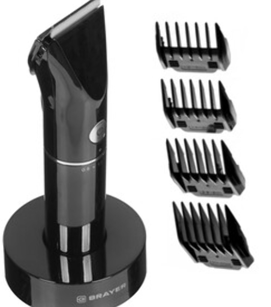 Машинка для стрижки BRAYER BR3400, LED-дисплей, 4 насад, турбо, титан. покр, регу. высоты лезвий