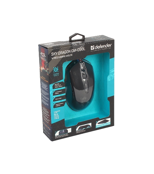 Мышь проводная Defender Sky Dragon GM-090L черный, 3200 dpi, USB, кнопки - 6