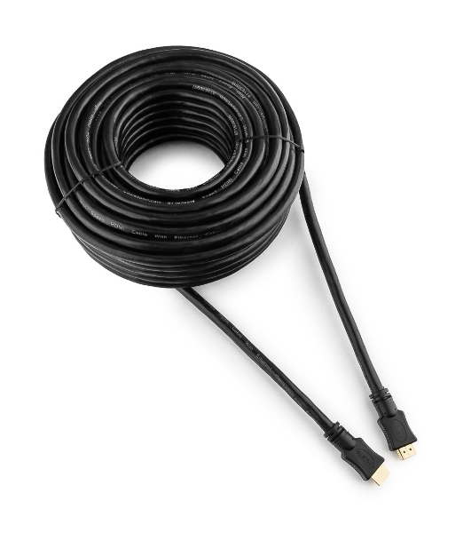 Кабель Cablexpert HDMI CC-HDMI4-20M, 19M/19M, v2.0, медь, позол.разъемы, экран, 20м, черный, пакет