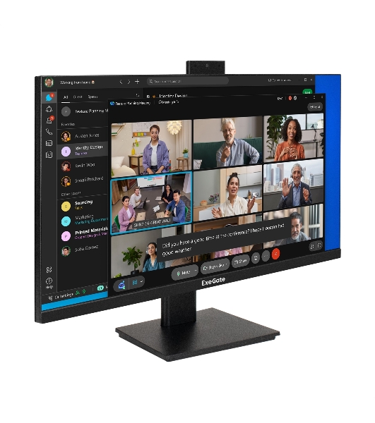 Монитор 27' ExeGate SuperView EA2700C IPS 2560x1440, 75 Гц, 5 мс, 16:9, 250 кд/м², HDMI 1.4, DP, 3.5 Jack, USB Hub, веб-камера (2 Мп), FreeSync, черный