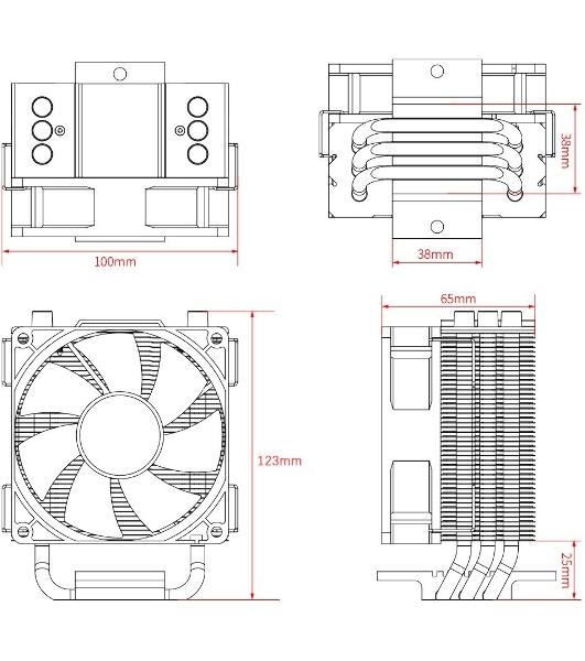 Кулер ID-COOLING SE-903-XT черный 92мм алюминий/медь 2200rpm 26db 4-pin 130w 123мм