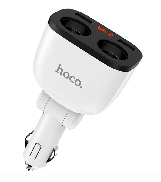 Автомобильная зарядка HOCO Z28 Power Ocean, 2xUSB + 2 прикуриватель, 3.1A, 160W, белый