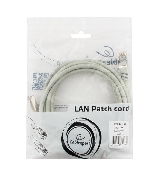 Патч-корд FTP Cablexpert cat.5e, 3м, литой, многожильный серый